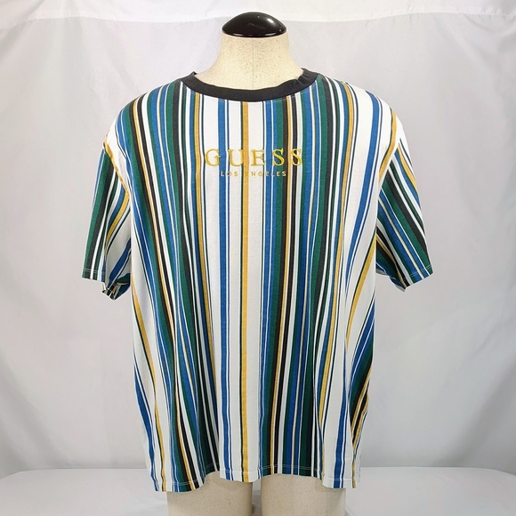 GUESS Multicolor Striped Throwback T-Shirt - Picture 1 of 5